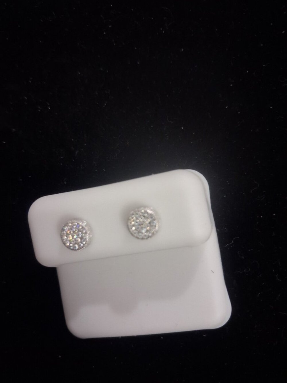 Moissanite Pavé Cluster Stud Earrings 925 Sterling Silver Disc